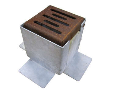 Eindkap - 100 x 100mm - Deksel cortenstaal zonder bladrooster & behuizing thermisch verzinkt staal