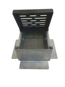 Eindkap - 170 x 170mm - Deksel gesherardiseerd met bladrooster & behuizing thermisch verzinkt staal