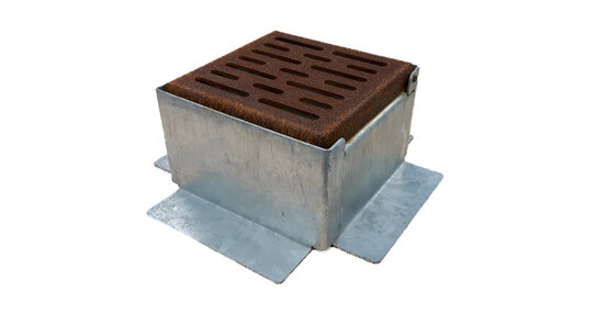 Eindkap - 170 x 170mm - Deksel cortenstaal zonder bladrooster & behuizing thermisch verzinkt staal