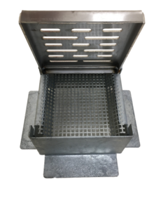 Eindkap - 170 x 170mm - Deksel RVS met bladrooster & behuizing thermisch verzinkt staal